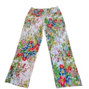 NWT Jaki White Floral Pul On Stretch Cropped Pants Size 16